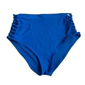 Adore Me Knotted Cutout High Waist Swim Bottom - Blue - Medium